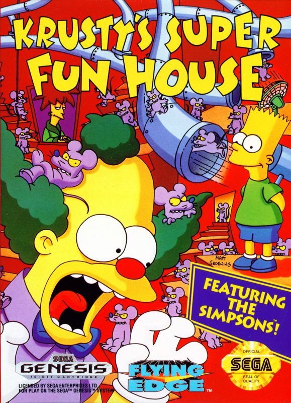 Krusty's Super Fun House box art for Sega Mega Drive